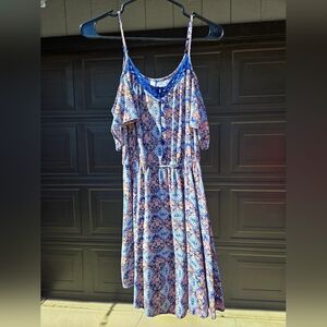 Floral Maxi Dress in Blue and Pink